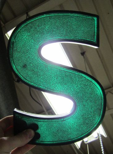 Vtg Wagner Sign Letter &#034;S&#034; Marquee Display Green Plastic Hanging Industrial