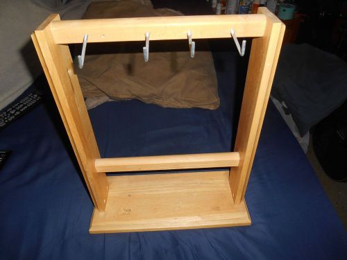 WOOD UPRIGHT COUNTER TOP JEWELRY DISPLAY STAND WITH  HOOKS 16&#034; INCHES TALL