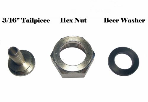 Beer nut, tail piece, washer gasket kit for keerator draft beer shank for sale