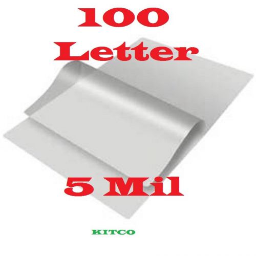 100- Letter Size Laminating Laminator Pouches/Sheets 9 x 11-1/2.. 5 Mil