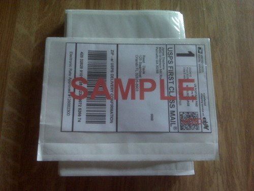 7.5&#034; x 5.5&#034; clear adhesive top loading packing list / shipping label envelope... for sale