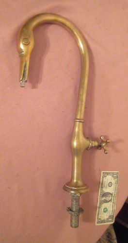 HUGE antique heavy brass figural swan shaped bird sink faucet plumbing vintage .