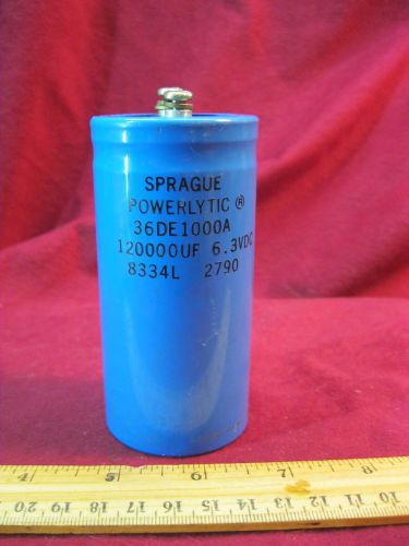 Sprague Powerlytic Capacitor Screw Terminal 36DE1000A 120000UF 6.3VDC 8334L 2790