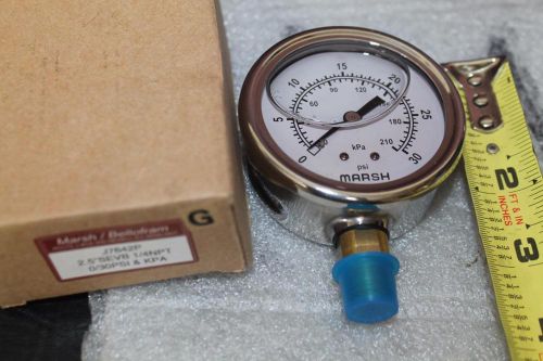 Marsh bellofram pressure gauge 0-30psi j7642p new 2.5&#034; 1/4 npt liquid filled for sale