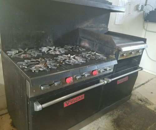 Dual oven, 6 burner vulcan with 24&#034; griddle and broiler for sale