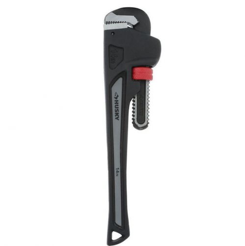 Husky pipe wrench, 14in. heavy duty adjustable plumbing hand tool. steel jaws for sale
