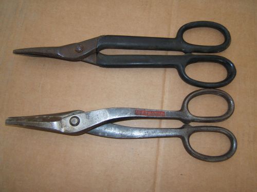 2 Vintage Craftsman Duck Bill Tin Snips No 4546-3 Tool 12 1/2&#034; long 3&#034; Cut 45462
