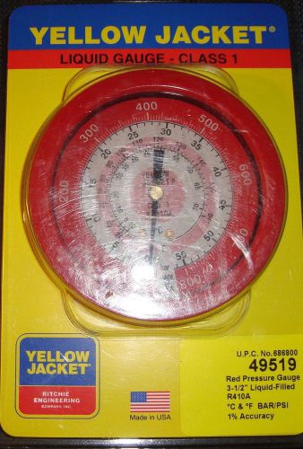 Yellow Jacket Ritchie 49519 Red Pressure Manifold Gauge 3-1/2&#034; For R410A New
