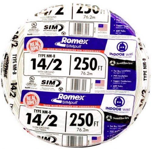 Romex 250-ft 14-2 non-metallic copper wire (by-the-roll) gauge indoor electrical for sale