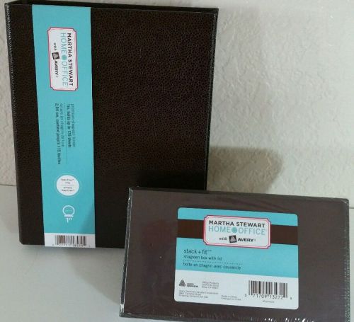 Martha stewart 2pc-brown binder 5 1/2x8 1/2 and stack shangreen box with lead for sale