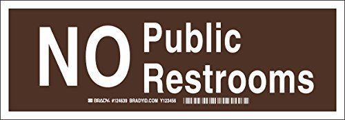 Brady 124639 Restroom Sign, Legend &#034;No Public Restrooms&#034;, 3-1/2&#034; Height, 10&#034; on