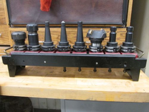 Lot of 9 cat40 cnc vmc tool holders and tooling good overall condition for sale