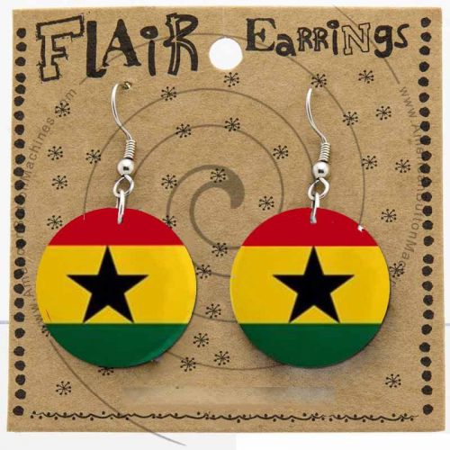 Hot Custom Ghana Flag Earring Button Display 1&#034; Fit Tour Tshirt Women Fashion