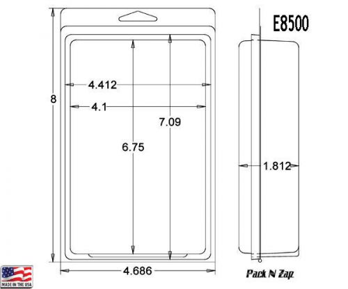 E8500: 250 - 8&#034;H x 4.7&#034;W x 1.8&#034;D Clamshell Packaging Clear Plastic Blister Pack