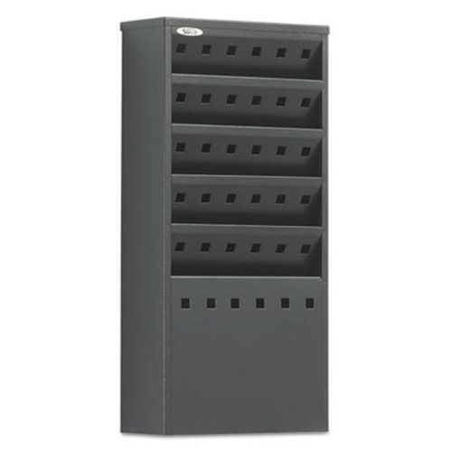 Safco Steel Magazine Rack, 5 Compartments, 10w x 4d x 20-1/2h, Black (SAF4310BL)