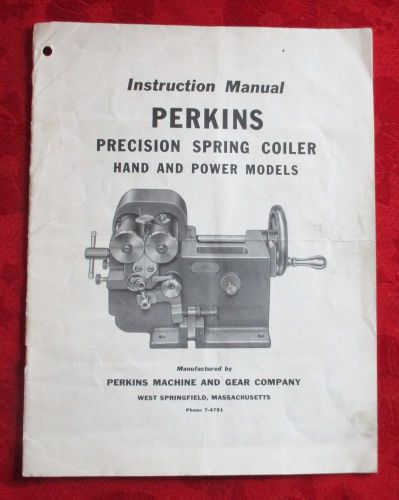 Original Vintage Perkins Brand Precision Spring Coiler Instruction Manual