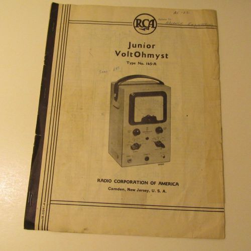 RCA VINTAGE 165-A JUNIOR VOLTOHMST MANUAL/SCHEMATIC/PARTS LIST
