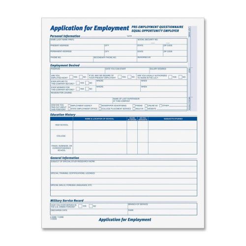 TOPS Comprehensive Application For Employment 4 Pages per Form 25 Form Sets p...