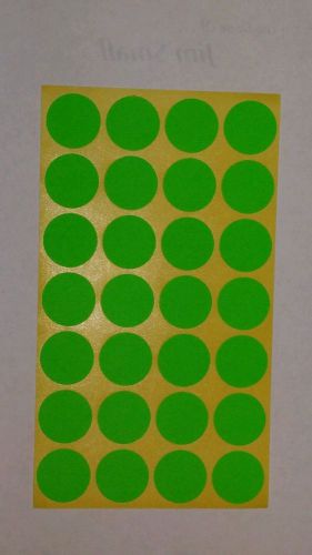 Neon Green 3/4&#034; coding inventory labels-  504 stickers .75 inch dot circle shoot