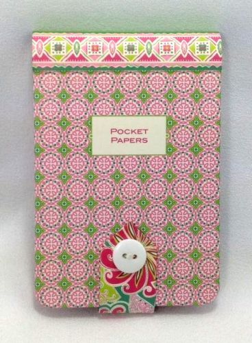 Vera Bradley Pinwheel Pink Pocket Papers Spiral Note Pad School Green Used