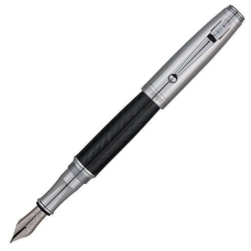 Monteverde Invincia Chrome Carbon Fiber Fountain Pen, Fine Nib Only (MV40065F)