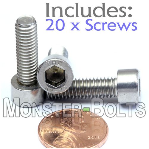 M6 x 20mm – qty 20 – din 912 socket head cap screws - stainless steel a2 / 18-8 for sale
