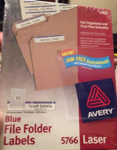 New Avery Red Laser File Folder 1/3 Cut 30 Labels/Sheets  50 Sheets/1500 Labels