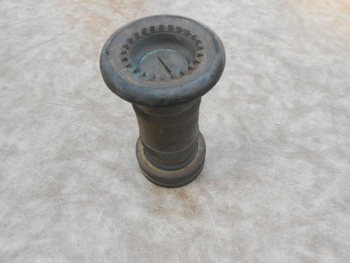 Heavy vintage 1.5&#034; solid brass fire hose water  nozzle - used / old antique for sale