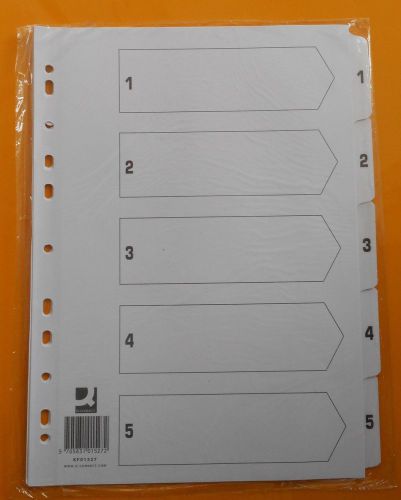 Pack of A4 1-5 Subject DIVIDERS 5 Part Punched Manilla Index Tabs KF01527