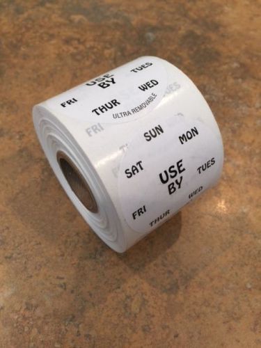 2&#034; USE BY DAY OF THE WEEK CLOCK LABELS 500 PER ROLL GREAT STICKERS