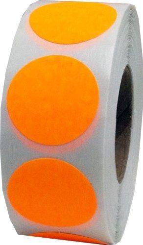 InStockLabels.com 1,000 Color Coding Dots | Fluorescent Orange Colored Round Dot