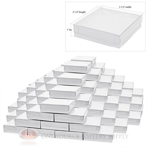 100 white view top 3 1/2&#034; x 3 1/2&#034; cotton filled gift boxes jewelry box for sale