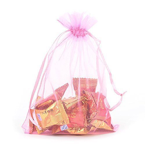 Halulu 100 Pcs 4x5&#034; Assorted Colors Organza Drawstring Pouches Jewelry Party