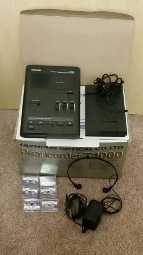 OLYMPUS Pearlcorder T1000 Microcassette Transcriber System Foot Pedal Boxes Head