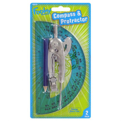 Foohy Plastic Compass &amp; Protractor (Colors May Vary)