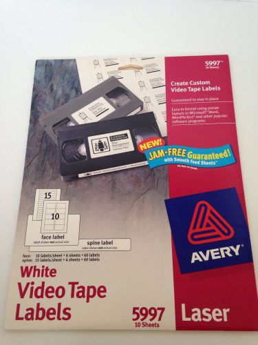 Avery Video Tape Labels 5997 Laser White  Face  Spine Labels 120 Total