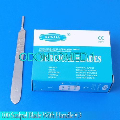 1 SCALPEL KNIFE HANDLE # 3 + 100 Pcs STERILE SURGICAL BLADE #10 #11 #12 #15