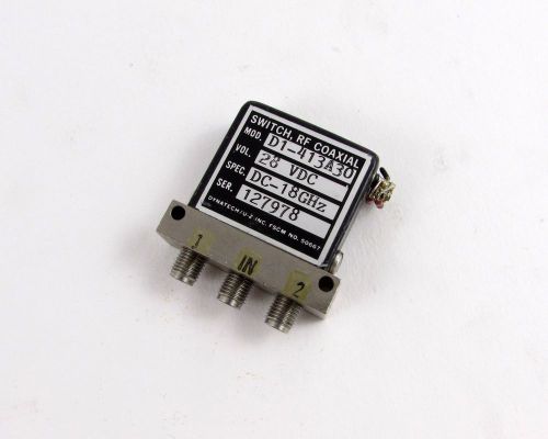 Dynatech RF Coaxial Switch, SMA/F Connectors, 18GHz - p/n: D1-413A30