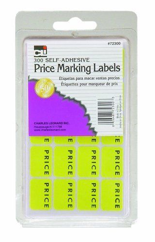Charles Leonard Inc. Price Marking Labels, Blank, Yellow, 300/Box (72300)