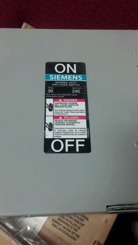 Siemens Safety Switch Disconnect 30 Amp CAT# GNF321 240 Volt 3 Ph 3 Wire Neutral