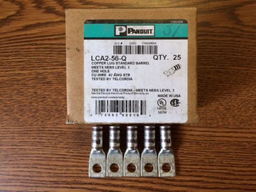 25 panduit lca2-56-q tinned copper lug standard barrel one hole 2awg wire nebs3 for sale