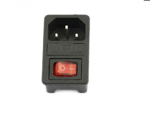 10A 250V IEC320 C14 3 Pin Fused Power Socket Connector Rocker Switch