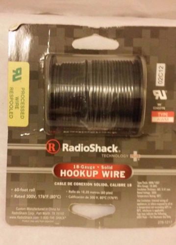 Brand New RadioShack 60 Foot HOOKUP WIRE 18-Gauge Solid 60 Feet Black Roll AWM
