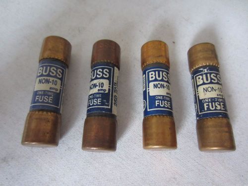 Lot of 4 Bussmann Buss NON-10 Fuses 10A 10 Amps Tested