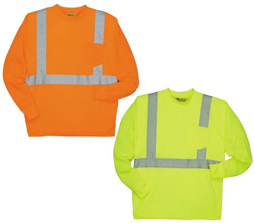 TL123C-2 Orange Long Sleeve Lime Class 2 Ansi T-Shirt XL