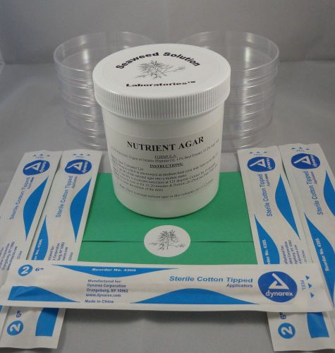 Nutrient Agar Kit , 350ml-Sterilzed Nutrient Agar+10, 100mm Petri Dishes+Swabs
