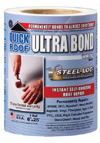 Cofair quick roof, white, 6&#034; x 25&#039; ultra bond, instant self-adhesive roof repair for sale