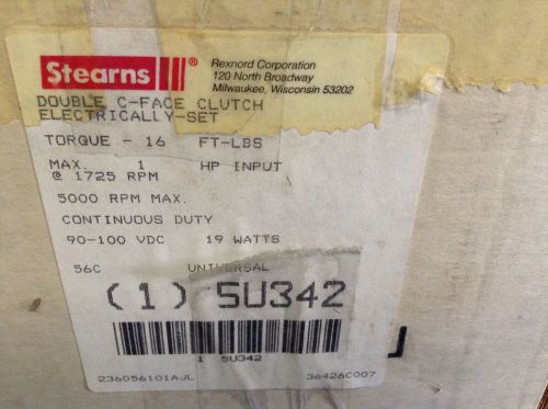 NEW-IN BOX Stearns 5U342 Double C-Face Clutch Electrically Set Torque 16ft lbs m