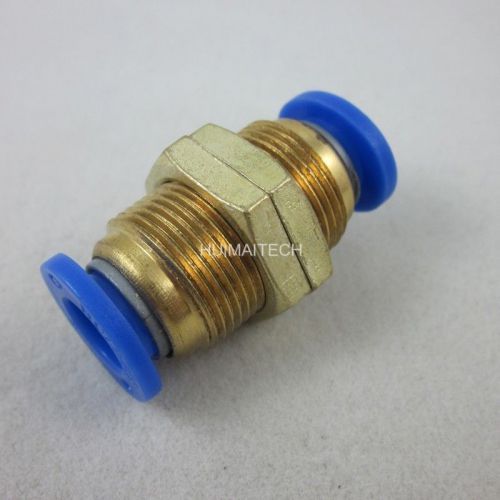 2pcs pneumatic bulkhead connector 8mm m16 push in fittings f air/water hose tube for sale