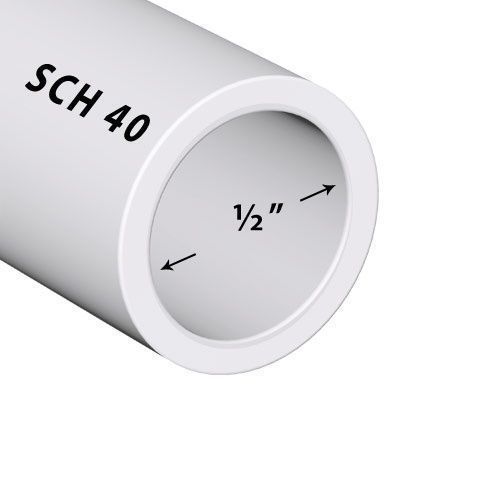 Pvc pipe sch (schedule) 40 - 1/2 inch x [10ft - 100ft] (10 feet) for sale